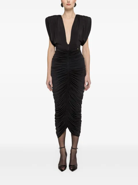 NISSA ruched midi dress Black RS16723