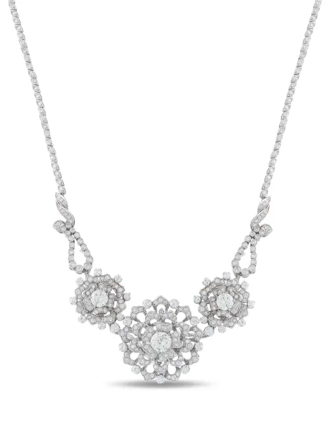 LB Exclusive diamond floral-embellishments platinum necklace Silver MF25012826