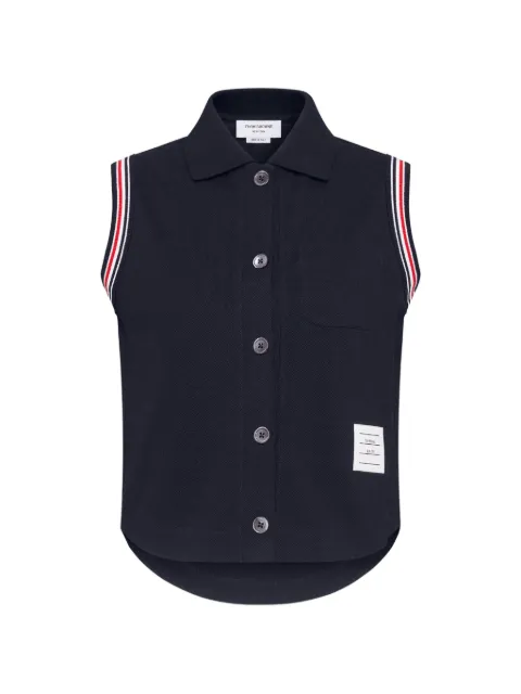 Thom Browne pique RWB trim sleeveless shirt Blue FJS226A00050