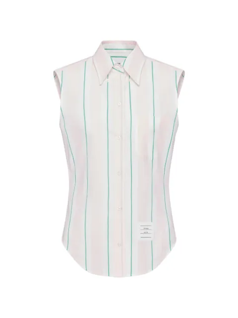 Thom Browne Madras cotton striped sleeveless shirt Pink FLL222AF1159