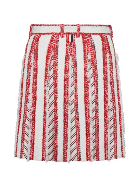 Thom Browne Ribbon tweed low rise pleated skirt White FGR082TF1206