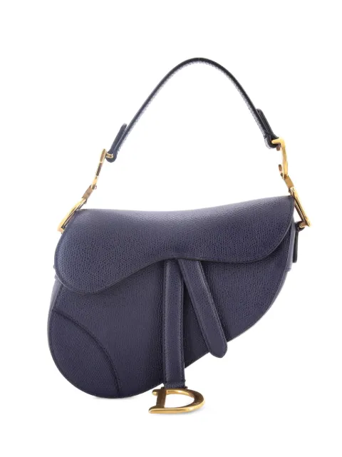 Christian Dior Pre-Owned Saddle Handbag Leather Mini shoulder bag Blue WEO1JBITVV8ZEU1I