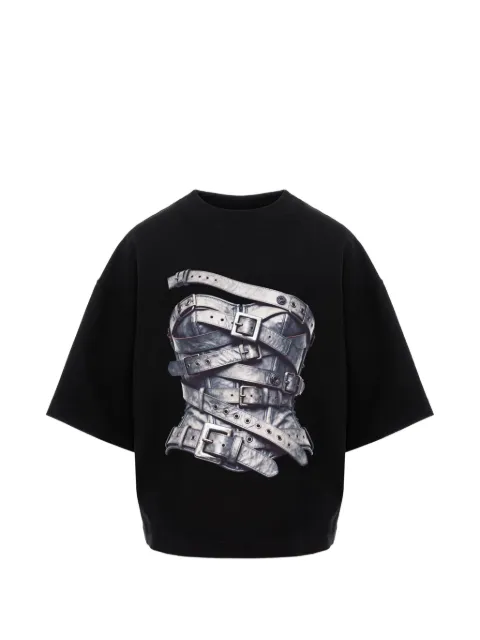 HAMZA belts-print T-shirt Black SILVERBELTTSHIRT
