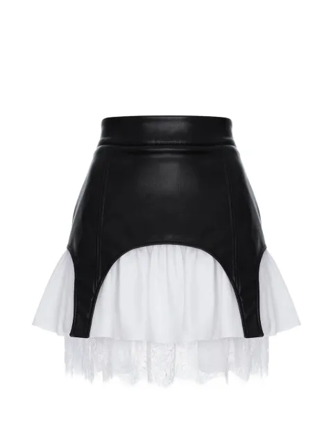 HAMZA Black Swan layered skirt Black BLACKSWANDUOLEATHERSKIRT