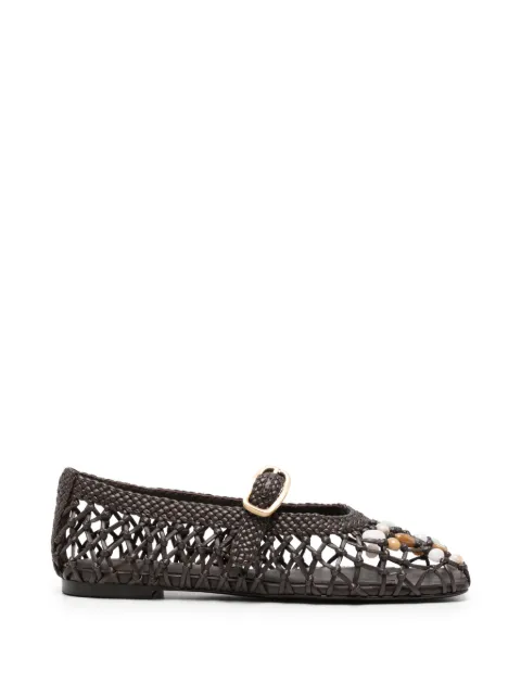 Cult Gaia Mercier bead-embellished ballet flats Brown BLFA1675LR3737