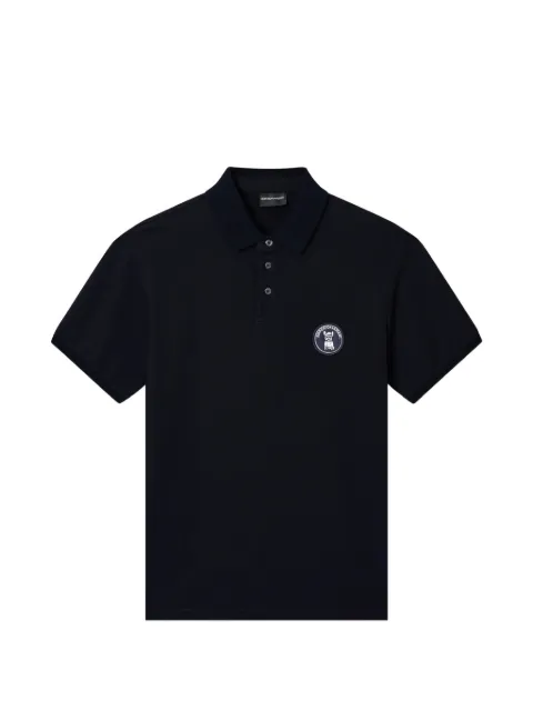 Emporio Armani logo-patch point-collar polo shirt Blue EM005244AF10497UB118