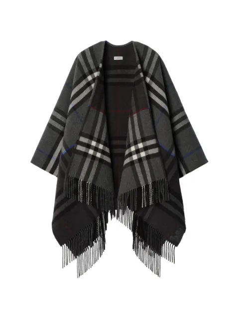 Burberry contrast check cashmere wool cape Grey 8117679