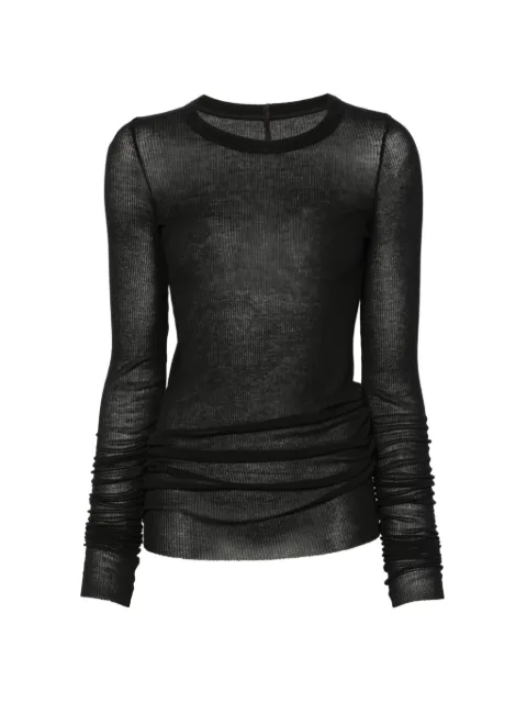 Rick Owens Tower Rib LS T raw-cut T-shirt Black RP02F5202RC