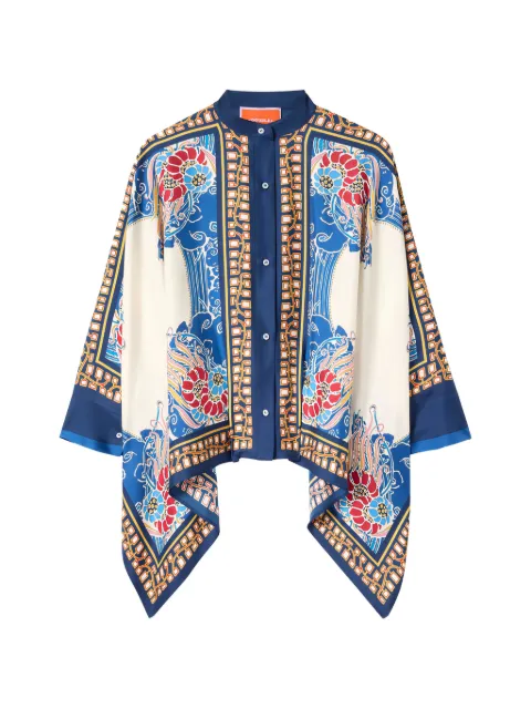 La DoubleJ printed foulard shirt Blue SHI0059SIL006R26