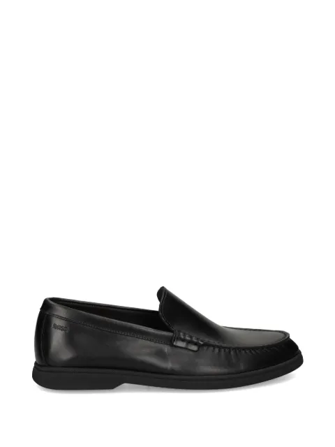 BOSS leather moccasins with embossed logo Black 50557667