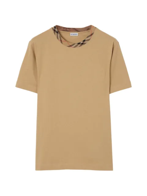 Burberry Check trim cotton T-shirt Neutrals 8125511