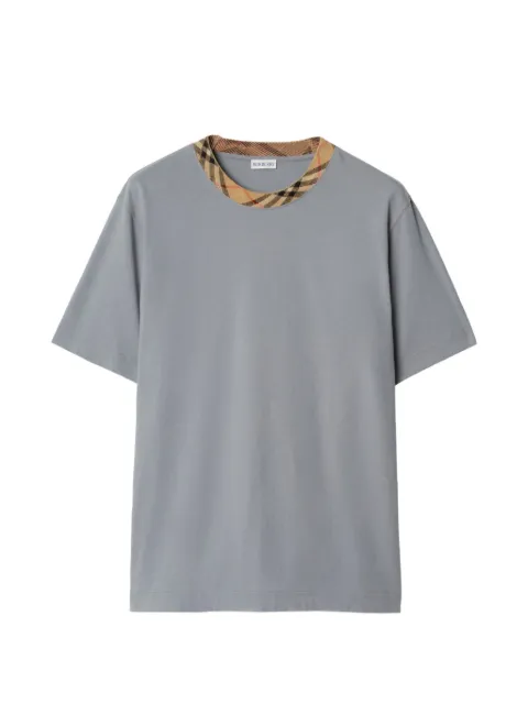 Burberry Check trim cotton T-shirt Grey 8125512