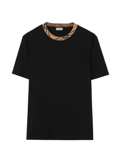 Burberry Check trim cotton T-shirt Black 8125509