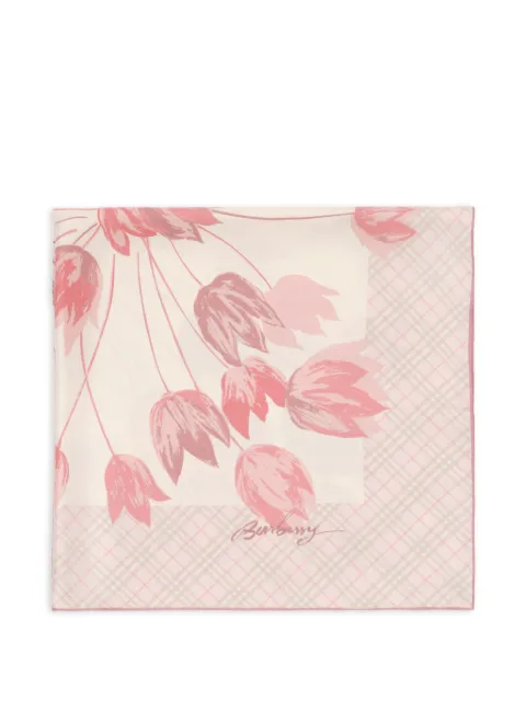 Burberry Tulips silk scarf Pink 8123688