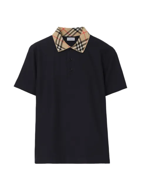Burberry Check collar cotton polo shirt Blue 8124553