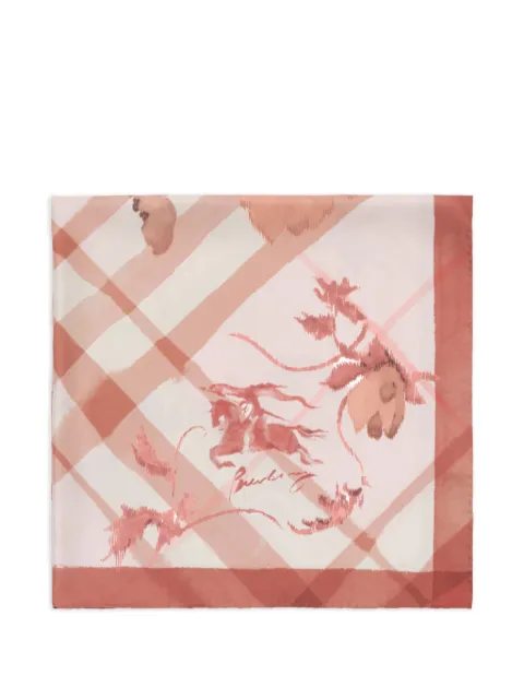 Burberry watercolour Check silk scarf Pink 8123923