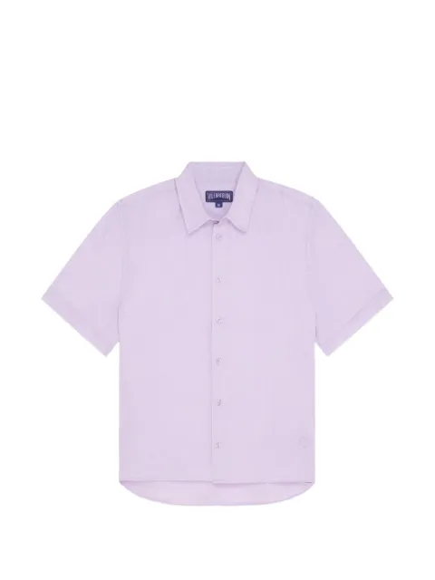 Vilebrequin turtle-embroidered short-sleeve shirt Purple RBSDU103
