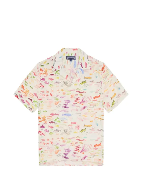 Vilebrequin fish-print short-sleeve shirt Neutrals HAREU228004