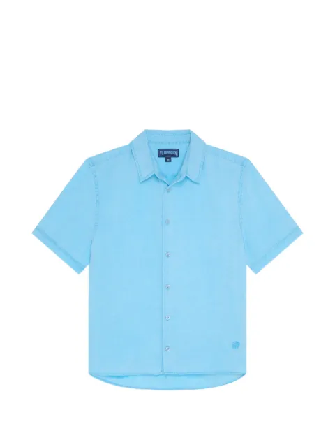 Vilebrequin turtle-embroidered short-sleeve shirt Blue RBSDU103