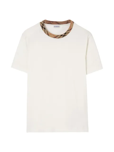 Burberry Check trim cotton T-shirt Neutrals 8125510
