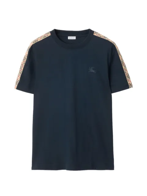 Burberry Check trim cotton T-shirt Blue 8123257