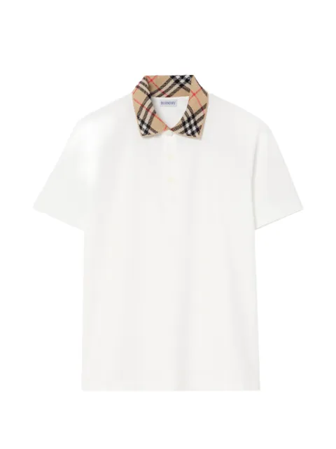 Burberry Check collar cotton polo shirt White 8124552
