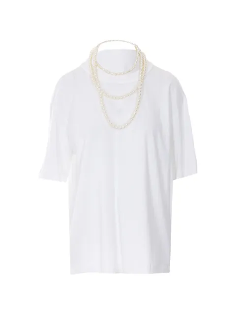 Eleh pearl-necklace T-shirt White 0216
