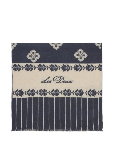 Les Deux Arabesque patterned scarf Blue 1001607