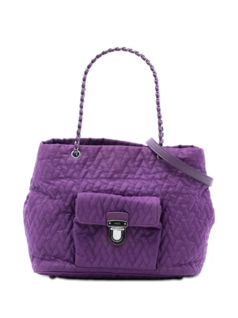 Prada Pre-Owned 2010-2025 Impuntu Tessuto Chain Tote satchel Purple VXWMD5LLJX01X3GL