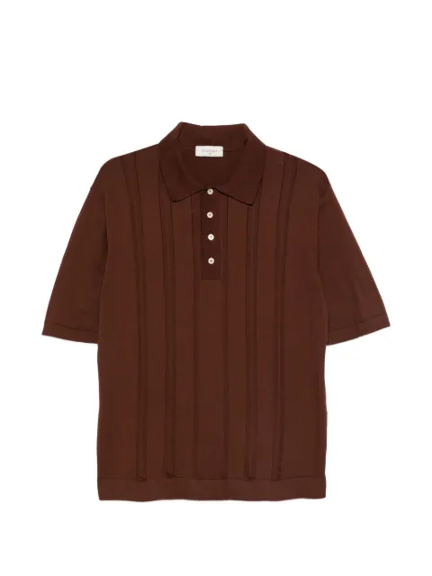 Piacenza Cashmere buttoned striped polo shirt Brown M1140018001