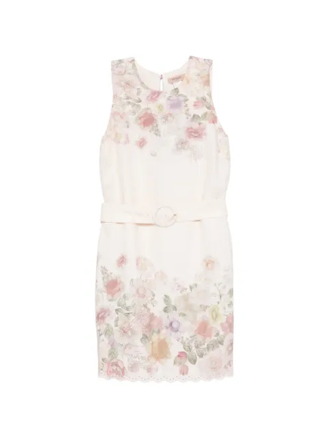 TWINSET linen floral short dress with embroidery Neutrals 261TT2571