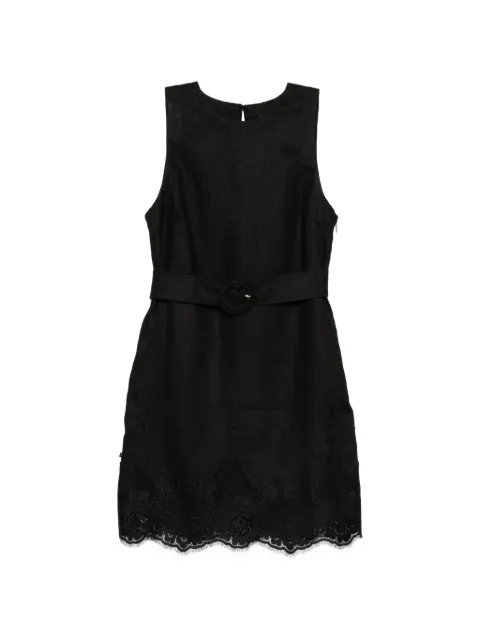 TWINSET short linen dress with lace Black 261TT2180