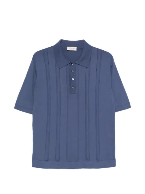 Piacenza Cashmere buttoned panelled polo shirt Blue M1140018001