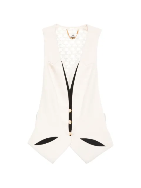 Elisabetta Franchi waistcoat in lightweight crêpe fabric with two-colour cut-outs Neutrals GL00461E2