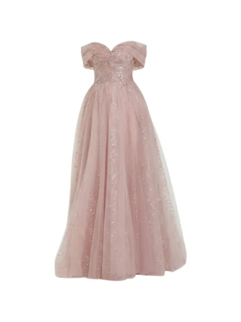 Mac Duggal tulle-embroidered maxi dress Pink 37083