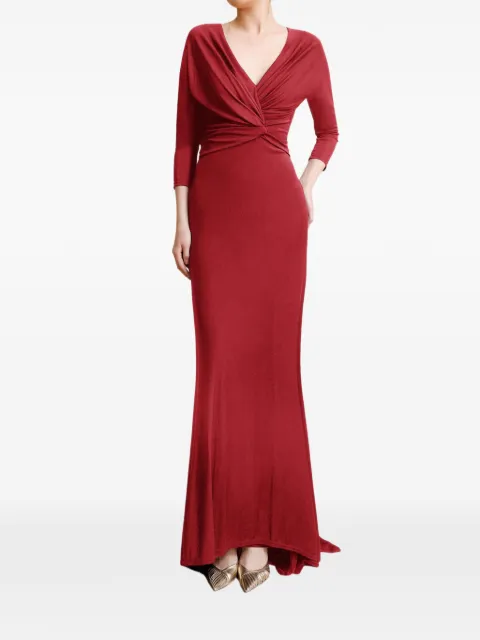 Gemy Maalouf V-neck draped maxi dress Red GBC795