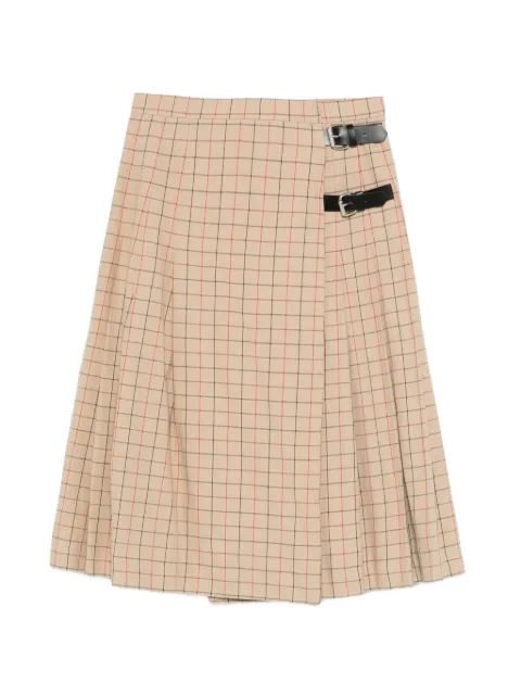 Barbour Hollington buckle-fastening Tattersall midi skirt Neutrals LSK0146
