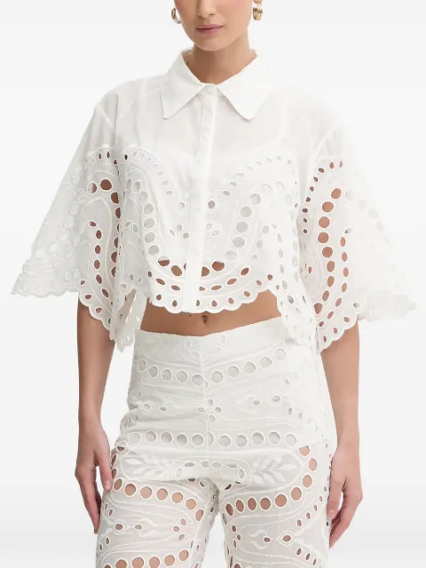Charo Ruiz Ibiza Storm scallop-trim eyelet blouse White 263200