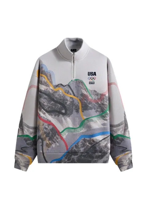 KITH Team USA quarter zip mountain sweatshirt Grey KHM034687101