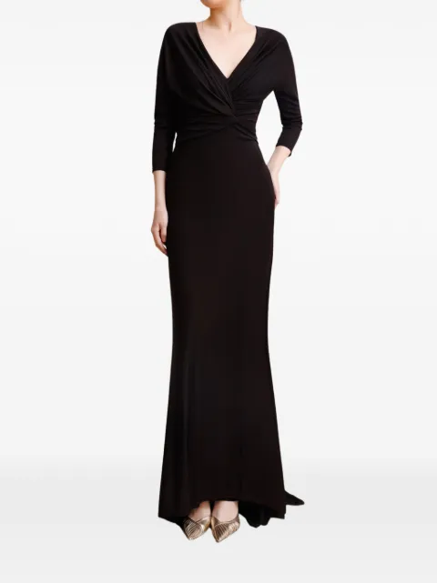Gemy Maalouf V-neck draped maxi dress Black GBC795