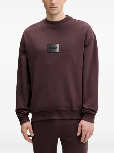 HUGO logo-patched crew neck sweatshirt Brown 50553134
