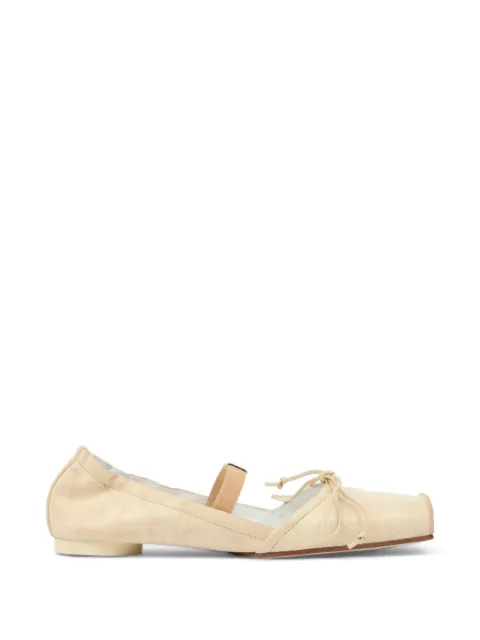 MM6 Maison Margiela square toe strap leather ballerina shoes Neutrals S66WZ0037P7706