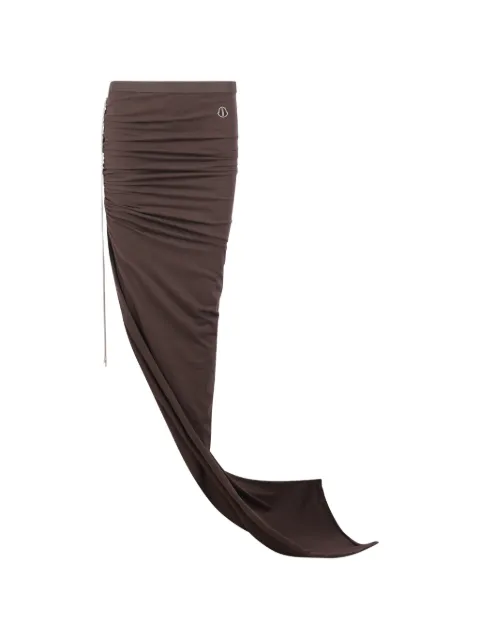 Moncler x Rick Owens logo patch drawstring maxi skirt Brown MU01F8H0289AHD