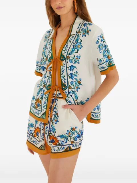 FARM Rio floral-tile shorts Neutrals 260207005