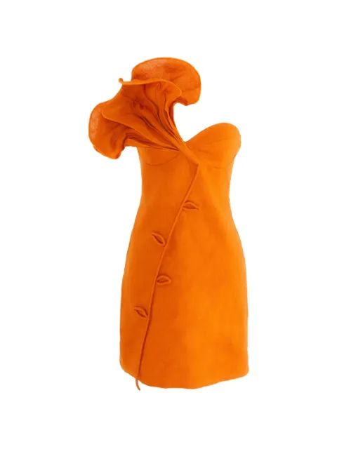 FARM Rio ruffle one-shoulder mini dress Orange 347774