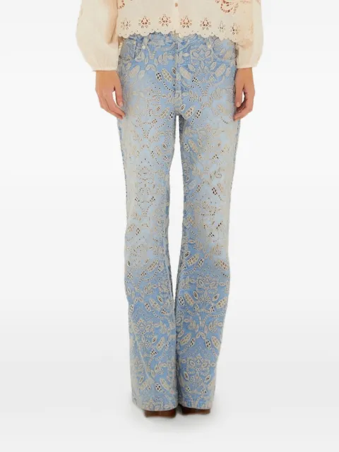 FARM Rio floral-embroidered jeans Blue 358018
