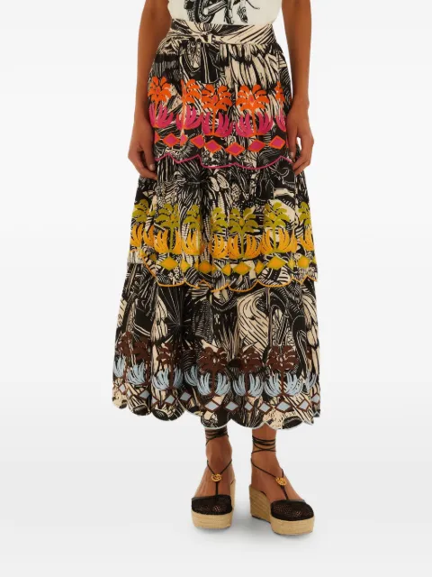 FARM Rio tiered print skirt Black 357684