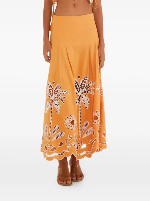 FARM Rio embroidery camel skirt Orange 260206004