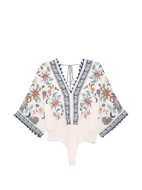 FARM Rio floral-print V-neck blouse Pink 353677