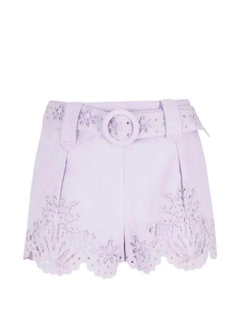 FARM Rio floral-details belted shorts Purple 348877L0040